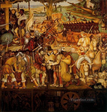 colonizacion la gran ciudad de tenochtitlán 1952 Diego Rivera Pinturas al óleo